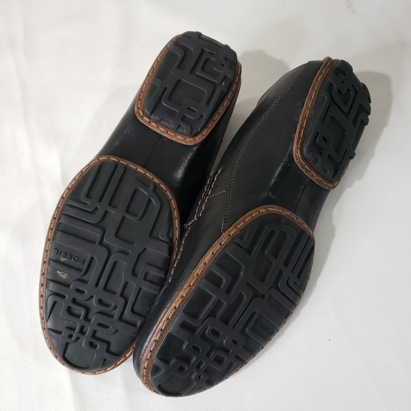 Fossil Black Brown Leather Slip On Driving Shoes - Picture 8 of 9
